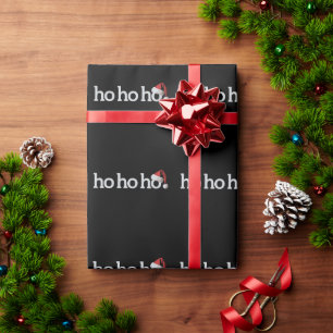 Christmas Ho Ho Ho Xmas Santa Hat Wrapping Paper