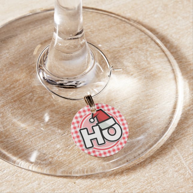 Christmas HO; Red and White Gingham Wine Charm (In Situ)