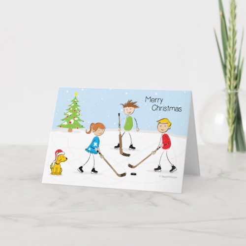 Christmas Hockey Kids Holiday Card