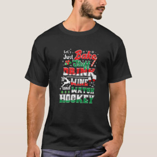 Christmas Hockey Moms Wine Baking Holiday Pajamas T-Shirt