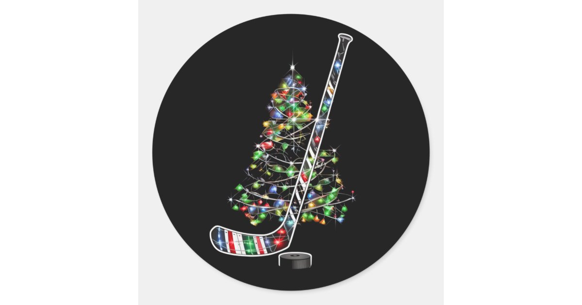 Christmas Hockey Sports Ball Santa Hat Xmas Classic Round Sticker | Zazzle