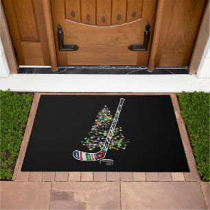 Christmas Hockey Sports Ball Santa Hat Xmas  Doormat