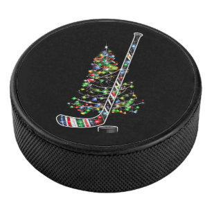 Christmas Hockey Sports Ball Santa Hat Xmas Hockey Puck