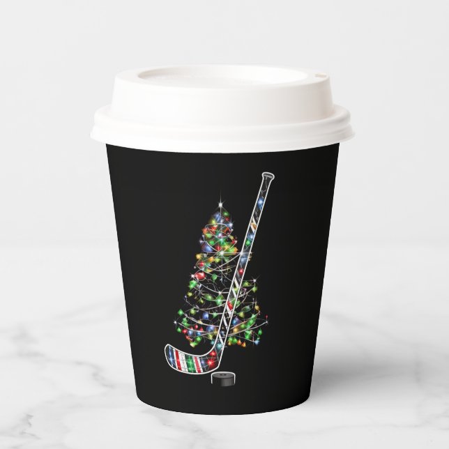 Christmas Hockey Sports Ball Santa Hat Xmas  Paper Cups (Front)