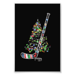 Christmas Hockey Sports Ball Santa Hat Xmas  Photo Print