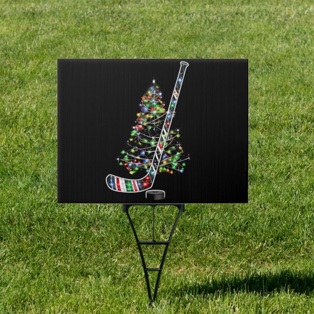 Christmas Hockey Sports Ball Santa Hat Xmas  Sign (Insitu)