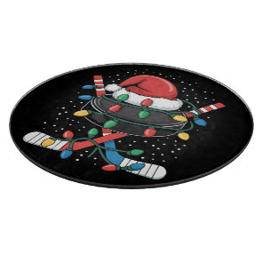 Christmas Hockey Xmas Santa Sports Hat Ball  Cutting Board