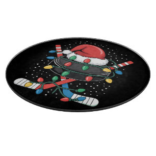 Christmas Hockey Xmas Santa Sports Hat Ball  Cutting Board