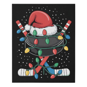 Christmas Hockey Xmas Santa Sports Hat Ball  Faux Canvas Print