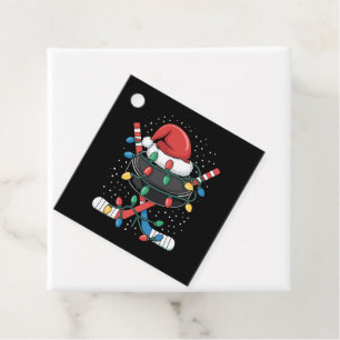 Christmas Hockey Xmas Santa Sports Hat Ball Favor Tags