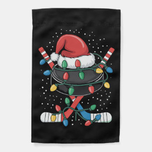 Christmas Hockey Xmas Santa Sports Hat Ball Garden Flag