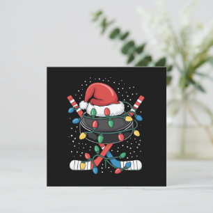 Christmas Hockey Xmas Santa Sports Hat Ball  Holiday Card