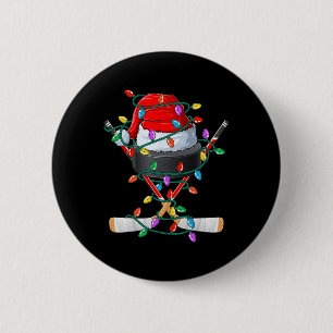 Christmas Hockey Xmas Santa Sports Hat Ball Kids B Button