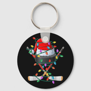 Christmas Hockey Xmas Santa Sports Hat Ball Kids B Keychain