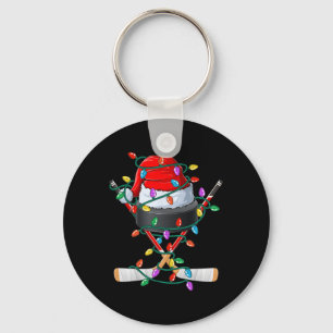 Christmas Hockey Xmas Santa Sports Hat Ball Kids B Keychain