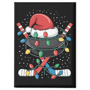 Christmas Hockey Xmas Santa Sports Hat Ball  Magnet
