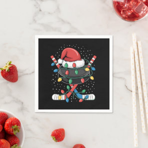 Christmas Hockey Xmas Santa Sports Hat Ball  Napkins