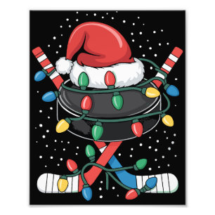 Christmas Hockey Xmas Santa Sports Hat Ball Photo Print