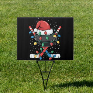 Christmas Hockey Xmas Santa Sports Hat Ball  Sign