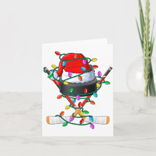 Christmas Hockey Xmas Santa Srts Hat Ball Kids B Card