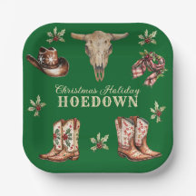 Christmas Hoedown Cowboy Boots Skull Holiday