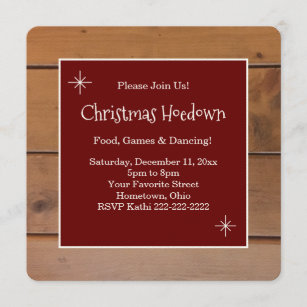 Christmas Hoedown Snowflakes Rustic Wood Invitation