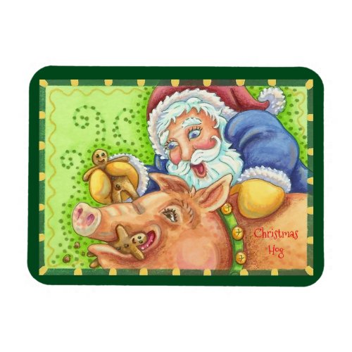 Christmas Hog And Santa MAGNET