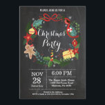 Christmas Holiady Party Invitation Floral Wreath<br><div class="desc">Christmas Holiday Party Invitation. Christmas Dinner Holiday Party Invitation. Christmas Floral Flowers Wreath. Chalkboard Background. For further customization,  please click the "Customize it" button and use our design tool to modify this template.</div>