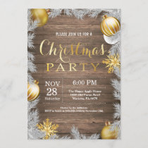 Christmas Holiady Party Invitation Rustic and Gold