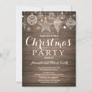 Christmas Holiady Party Invitation Rustic Ornament