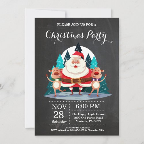 Christmas Holiady Party Invitation Santa Claus