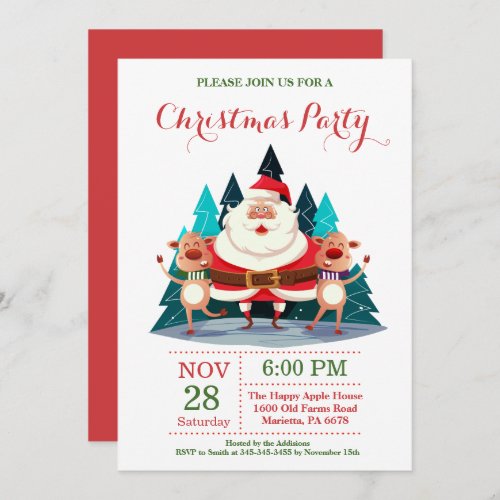 Christmas Holiady Party Invitation Santa Claus