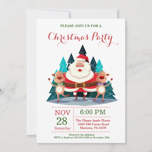 Christmas Holiady Party Invitation Santa Claus