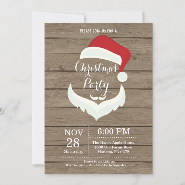 Christmas Holiady Party Invitation Santa Claus (Front)