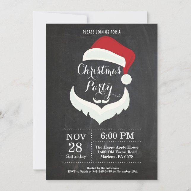 Christmas Holiady Party Invitation Santa Claus (Front)
