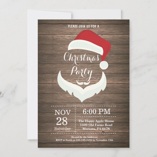 Christmas Holiady Party Invitation Santa Claus (Front)