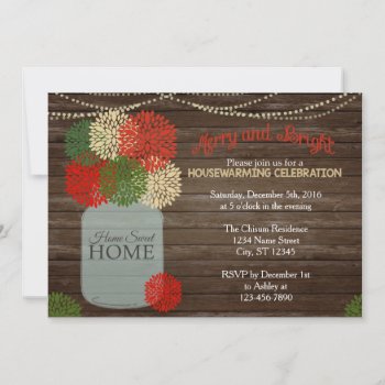 Christmas Holida Mason Jar Housewarming Invitation by AshleysPaperTrail at Zazzle