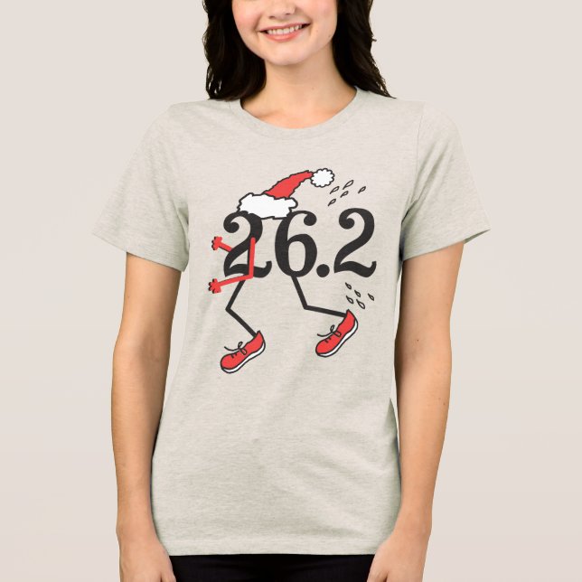 Christmas Holiday 26.2 © Funny Marathon Runner Tri-Blend Shirt (Front)