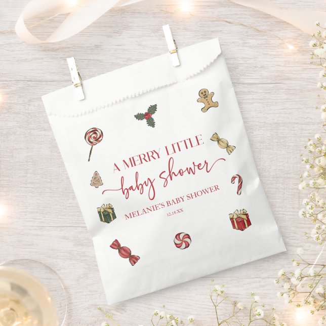Christmas Holiday A Merry Little Baby Shower Favor Bag (Clipped)