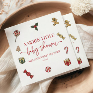 Christmas Holiday A Merry Little Baby Shower Napkins