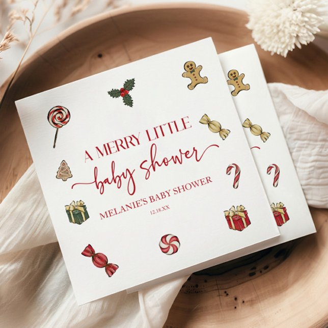 Christmas Holiday A Merry Little Baby Shower Napkins (Creator Uploaded)