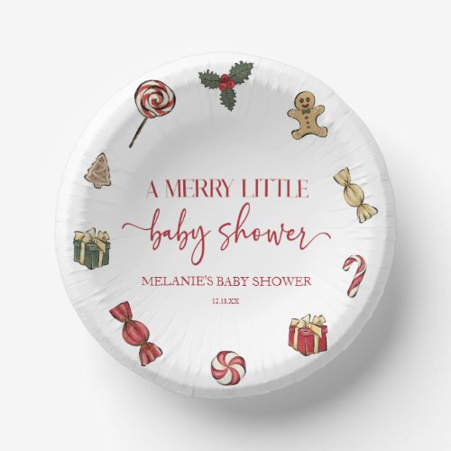 Christmas Holiday A Merry Little Baby Shower Paper Bowls