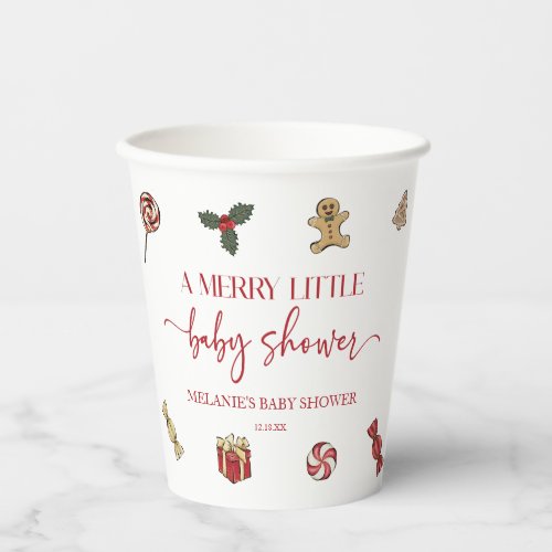 Christmas Holiday A Merry Little Baby Shower Paper Cups