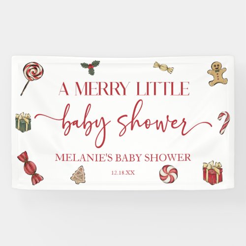 Christmas Holiday A Merry Little Baby Shower Party Banner