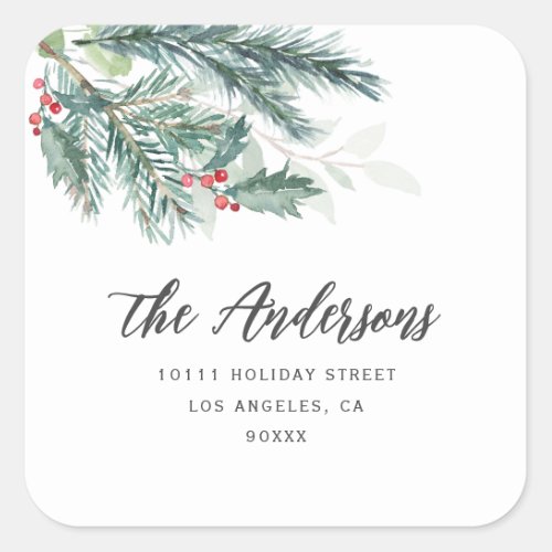 christmas holiday address square sticker