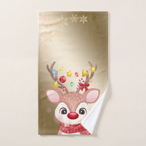 Christmas Holiday_Adorable ReindeerSnowflakes  Bath Towel Set