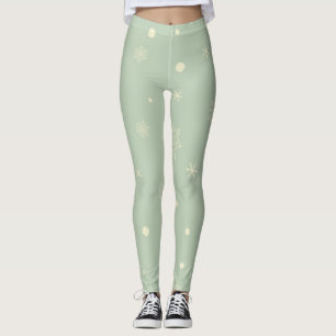 Christmas Holiday Aesthetic Snowflake Moss Green Leggings