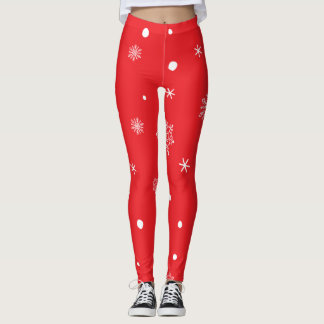 Christmas Holiday Aesthetic Snowflake Red Leggings