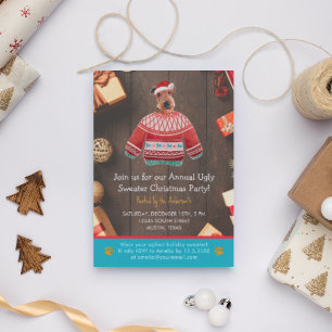 Christmas Holiday Airedale Dog Ugly Sweater Party Invitation