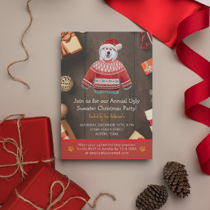 Christmas Holiday Alaskan Dog Ugly Sweater Party Invitation